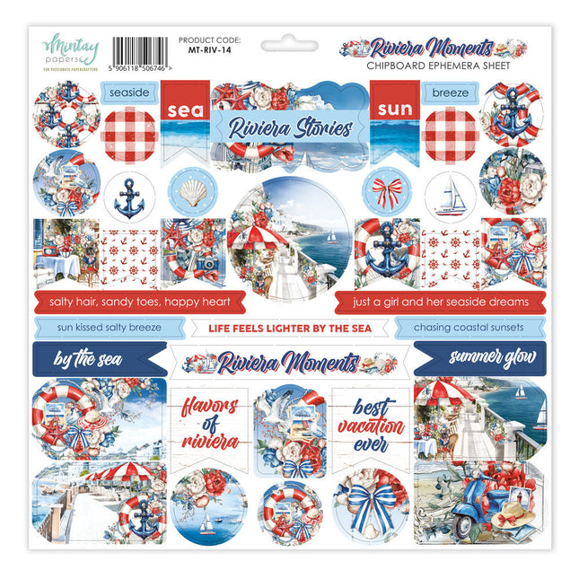 Mintay - Riviera Moments- Chipboard Ephemera Sheet
