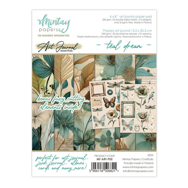 Mintay - 6 x 8 Art Journal Paper Pad - Teal Dream