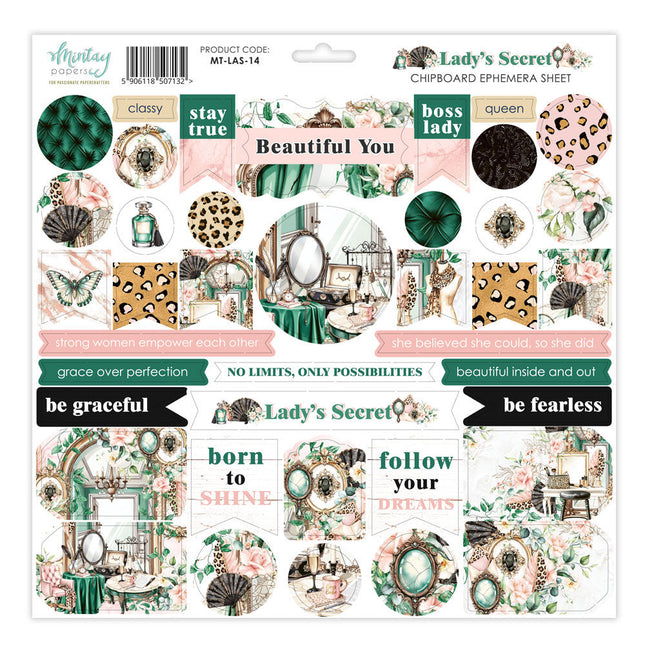 Mintay - Lady's Secret - Chipboard Ephemera Sheet