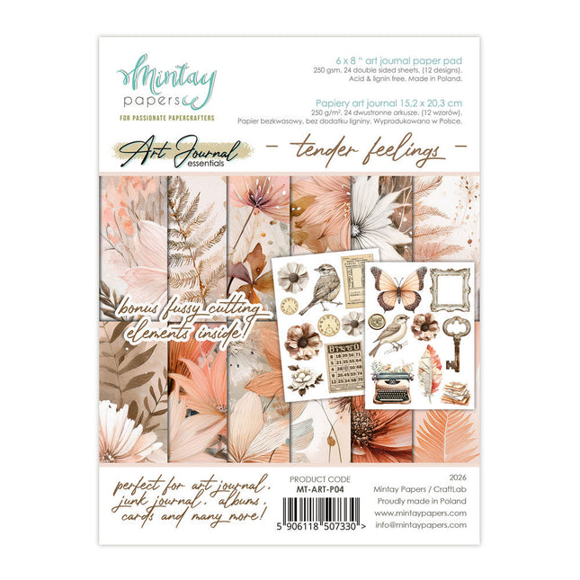Mintay - 6 x 8 Art Journal Paper Pad - Tender Feelings