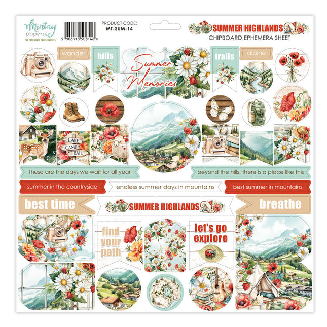 Mintay - Summer Highlands - Chipboard Ephemera Sheet