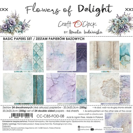 Craft O'Clock - Flowers of Delight - 8x8 MIXED Collection Pack