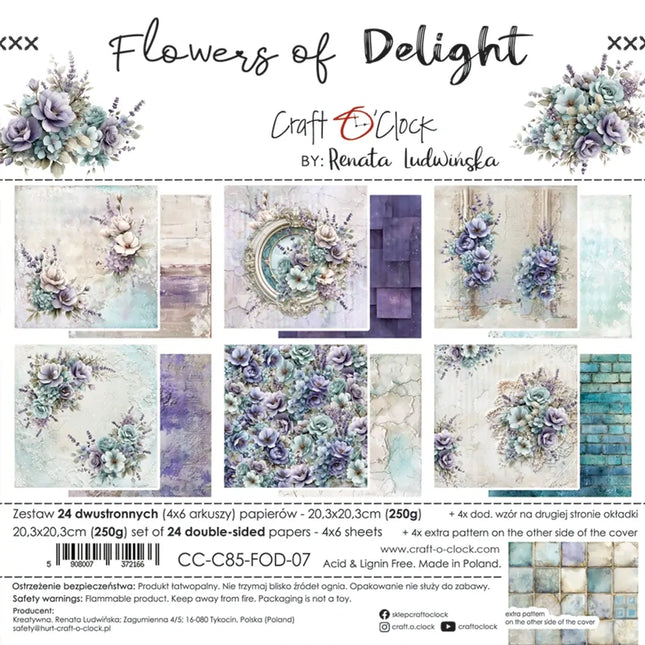 Craft O'Clock - Flowers of Delight - 8x8 MIXED Collection Pack