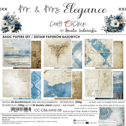 Craft O'Clock - Mr & Mrs Elegance - 8x8 MIXED Collection Pack