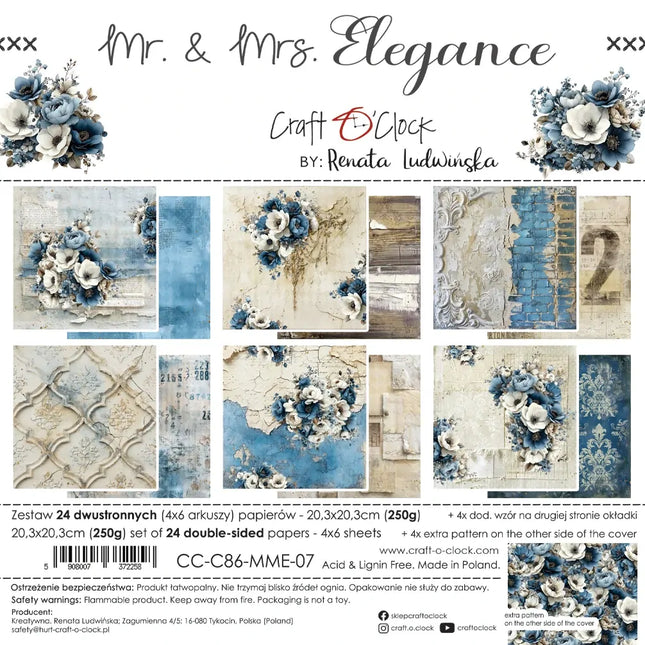 Craft O'Clock - Mr & Mrs Elegance - 8x8 MIXED Collection Pack