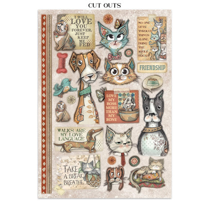 Stamperia - Furry Friends - Junk journal stickers, cut-outs, backgrounds