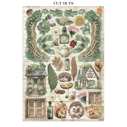 Stamperia - Herbarium Silvae - Junk journal stickers, cut-outs, backgrounds