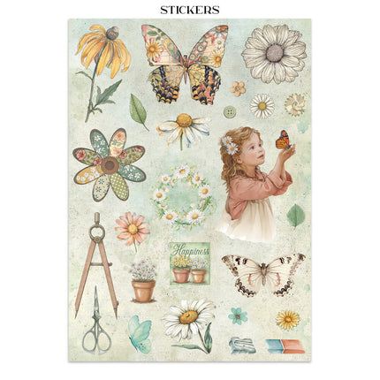 Stamperia - Daisy Art - Junk journal stickers, cut-outs, backgrounds