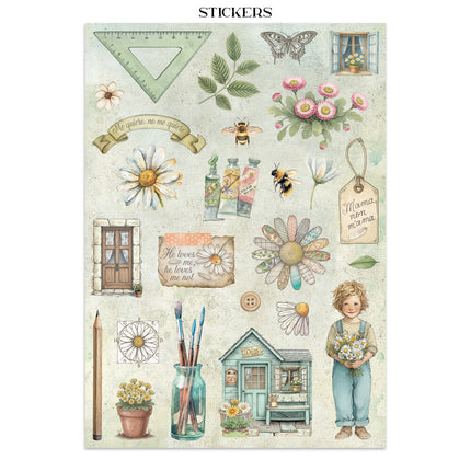 Stamperia - Daisy Art - Junk journal stickers, cut-outs, backgrounds