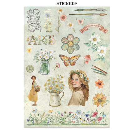 Stamperia - Daisy Art - Junk journal stickers, cut-outs, backgrounds
