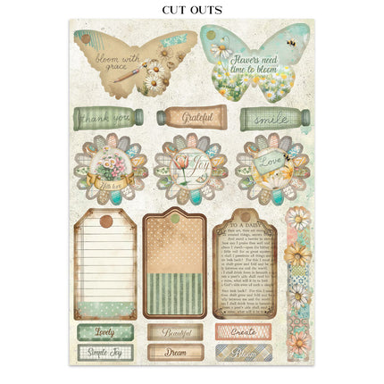 Stamperia - Daisy Art - Junk journal stickers, cut-outs, backgrounds