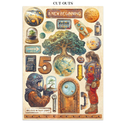 Stamperia - A New Beginning - Junk journal stickers, cut-outs, backgrounds