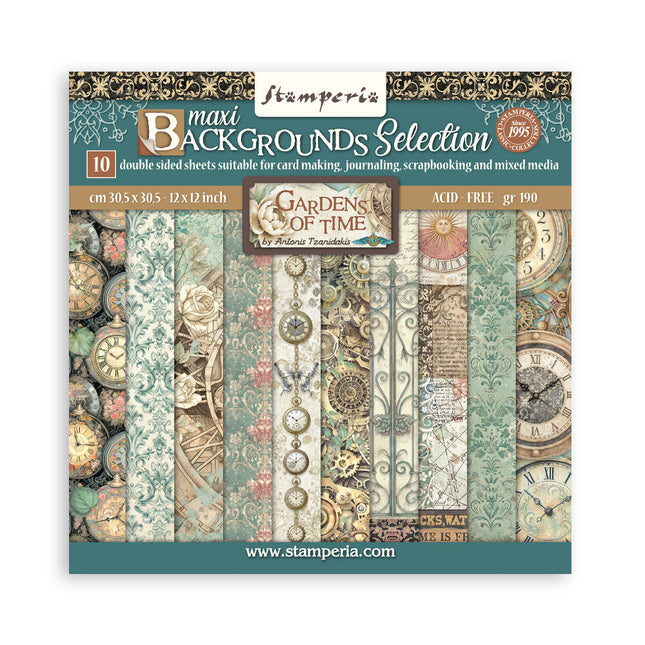 Stamperia - Gardens of Time - Backgrounds 12x12 Paper Pad