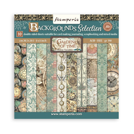Stamperia - Gardens of Time - Backgrounds 8x8 Paper Pad