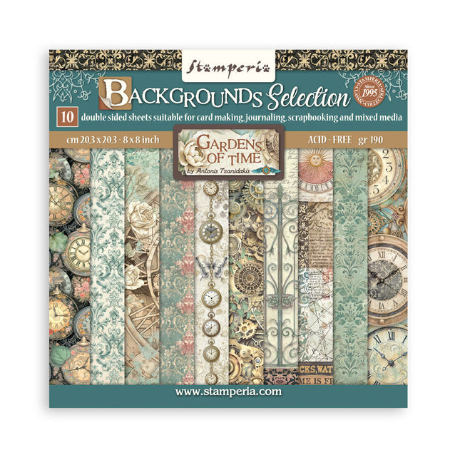 Stamperia - Gardens of Time - Backgrounds 8x8 Paper Pad