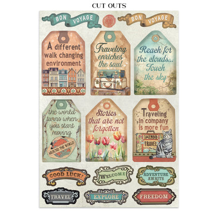 Stamperia - Art of Travelling - Junk journal stickers, cut-outs, backgrounds