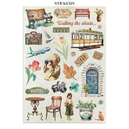 Stamperia - Art of Travelling - Junk journal stickers, cut-outs, backgrounds