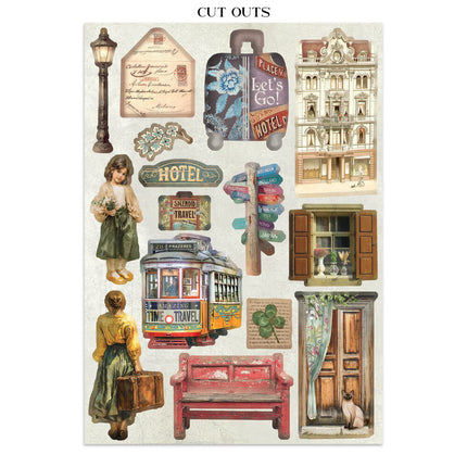 Stamperia - Art of Travelling - Junk journal stickers, cut-outs, backgrounds