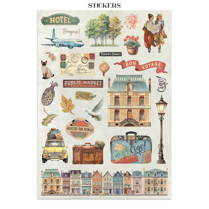 Stamperia - Art of Travelling - Junk journal stickers, cut-outs, backgrounds