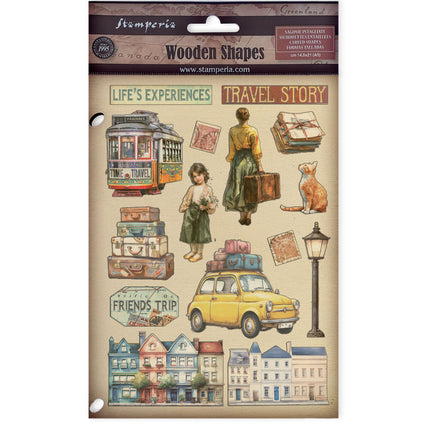 Stamperia - Art of Travelling - A5 Wooden Shapes