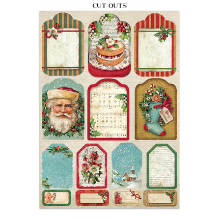 Stamperia - Classic Christmas - Junk journal stickers, cut-outs, backgrounds