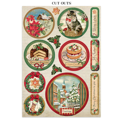 Stamperia - Classic Christmas - Junk journal stickers, cut-outs, backgrounds