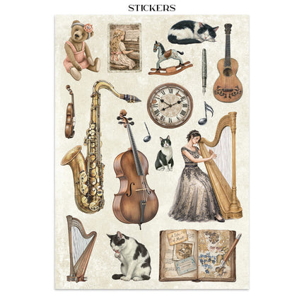 Stamperia - Symphony - Junk journal stickers, cut-outs, backgrounds