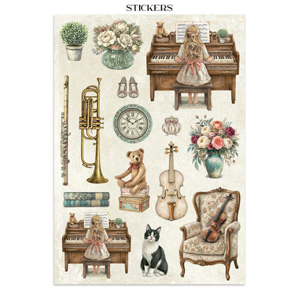 Stamperia - Symphony - Junk journal stickers, cut-outs, backgrounds