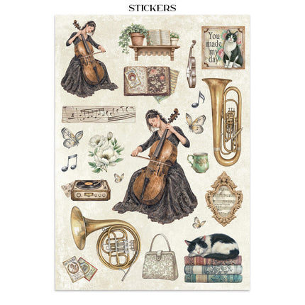 Stamperia - Symphony - Junk journal stickers, cut-outs, backgrounds