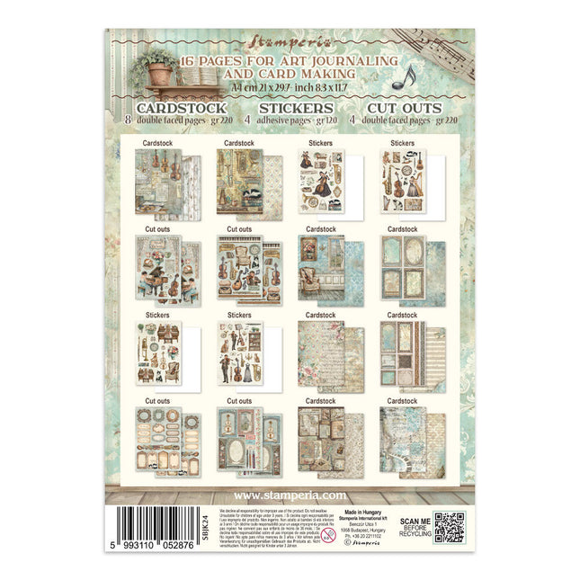 Stamperia - Symphony - Junk journal stickers, cut-outs, backgrounds