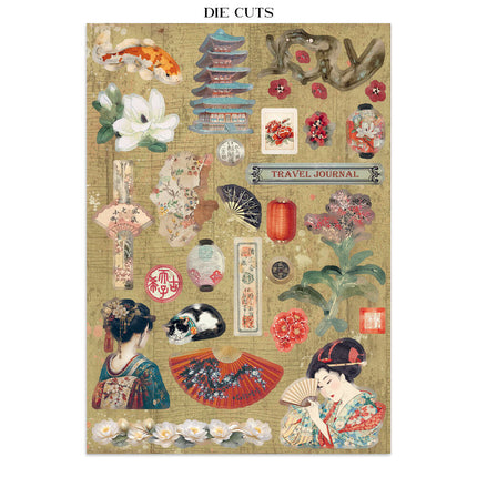 Stamperia - Oriental Garden - Junk journal stickers, cut-outs, backgrounds