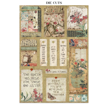 Stamperia - Oriental Garden - Junk journal stickers, cut-outs, backgrounds