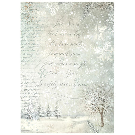 Stamperia - White Christmas - Background Rice paper A6 8 sheets