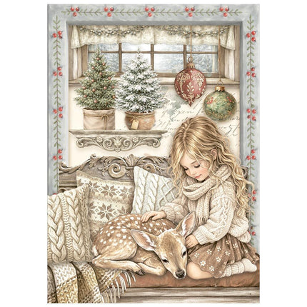 Stamperia - White Christmas - Mini Rice paper A6 8 sheets