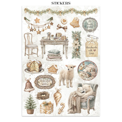 Stamperia - White Christmas - Junk journal stickers, cut-outs, backgrounds