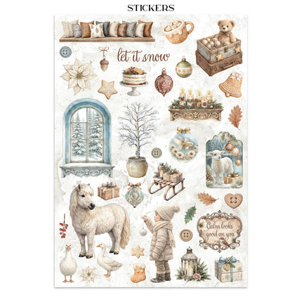 Stamperia - White Christmas - Junk journal stickers, cut-outs, backgrounds