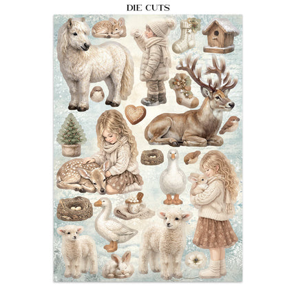 Stamperia - White Christmas - Junk journal stickers, cut-outs, backgrounds