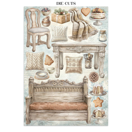 Stamperia - White Christmas - Junk journal stickers, cut-outs, backgrounds
