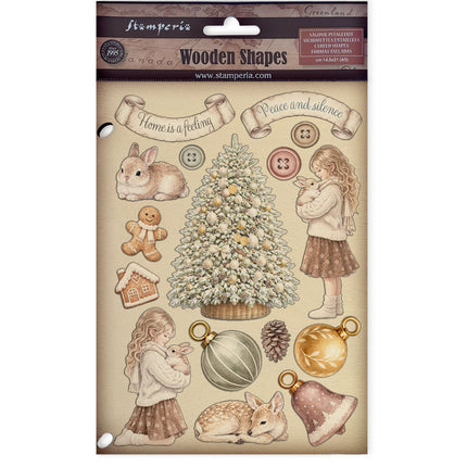 Stamperia - White Christmas - A5 Wooden Shapes
