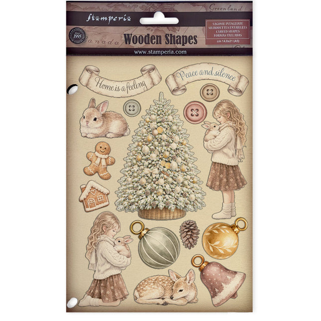 Stamperia - White Christmas - A5 Wooden Shapes