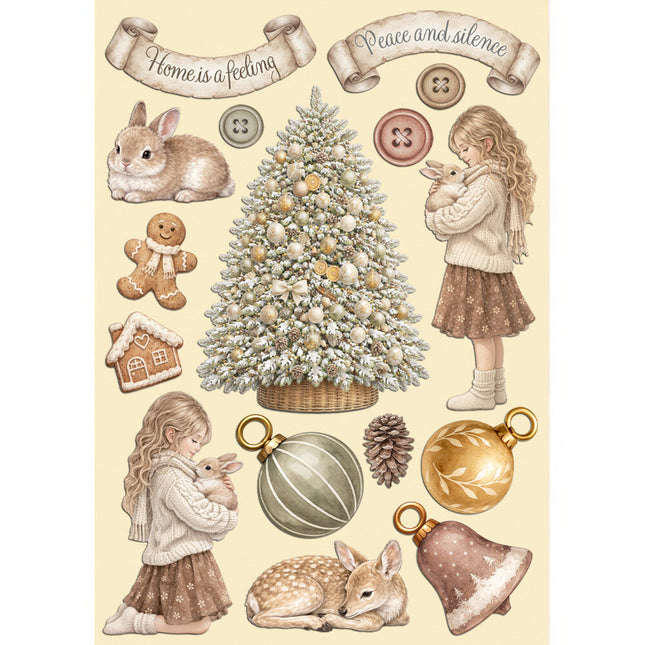 Stamperia - White Christmas - A5 Wooden Shapes
