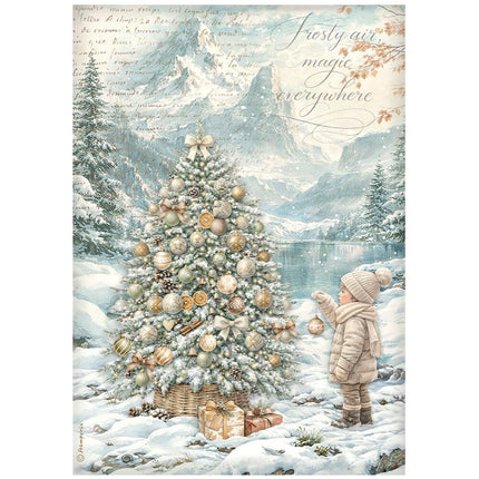 Stamperia - White Christmas - Rice Paper A4 Selection