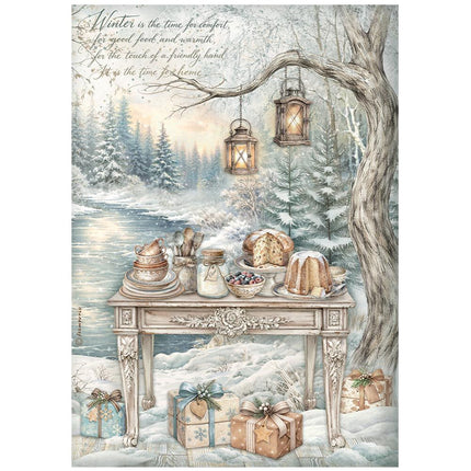 Stamperia - White Christmas - Rice Paper A4 Selection