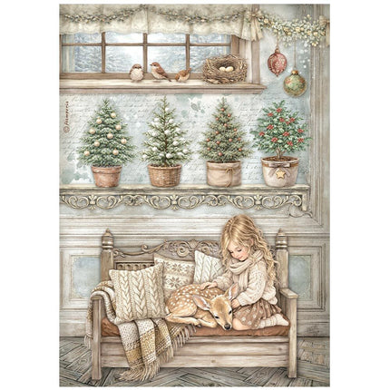 Stamperia - White Christmas - Rice Paper A4 Selection