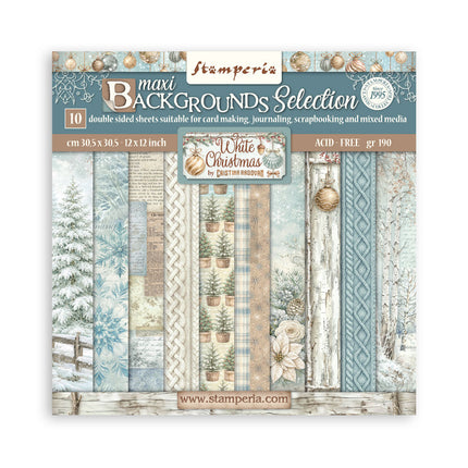 Stamperia - White Christmas Backgrounds - 12x12 Paper Pad