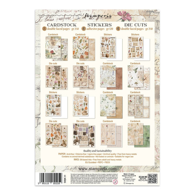 Stamperia - Flowers & Poems - Junk journal stickers, cut-outs, backgrounds - 5993110055259 - 2