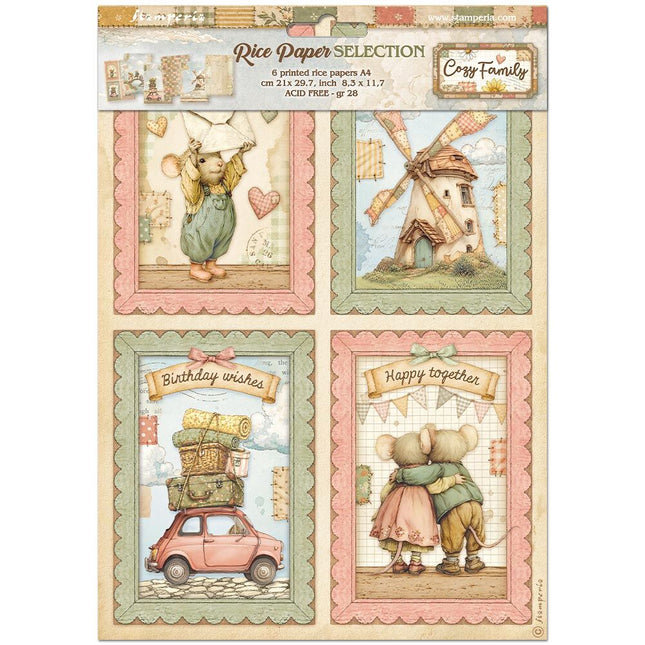 Stamperia - Cozy Family - Rice Paper A4 Selection - 5993110055709