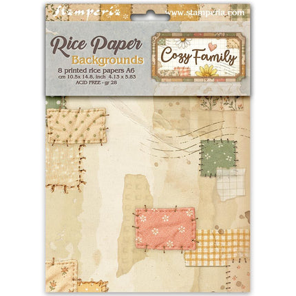 Stamperia - Cozy Family - Background Rice paper A6 8 sheets