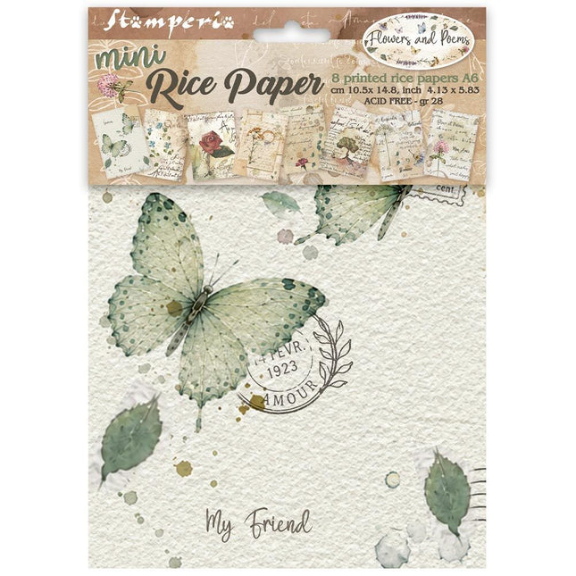Stamperia - Flowers & Poems - Mini Rice paper A6 8 sheets