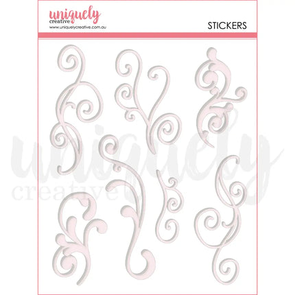 Uniquely Creative - White Flourish Puffy Stickers